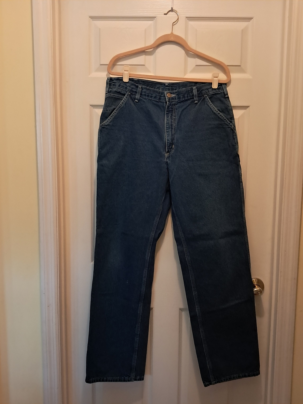 Carhartt Men's Size 35 X 34 Classic Dark Blue Jeans - Cargo Straight Fit